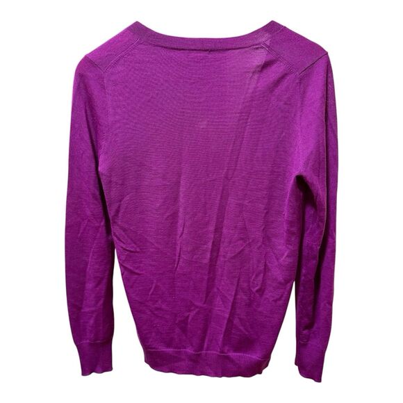 J Crew Purple 100% Merino Wool V Neck Pullover Sweater Size M - Picture 6 of 6